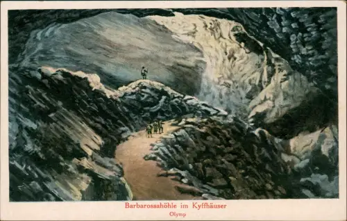 Ansichtskarte Bad Frankenhausen Barbarossa-Höhle Olymp Wanderer 1924