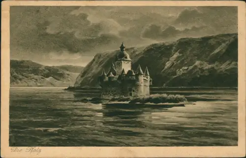 Ansichtskarte Kaub Burg Pfalzgrafenstein 1920