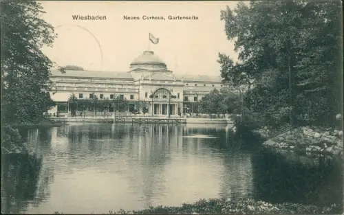 Ansichtskarte Wiesbaden Neues Curhaus, Gartenseite 1907