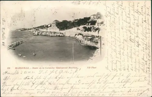 CPA Marseille Route de la Corniche Restaurant Roubion 1900