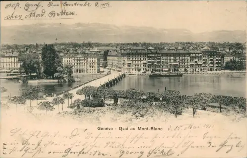 Ansichtskarte Genf Genève Quai au Mont Blanc 1901