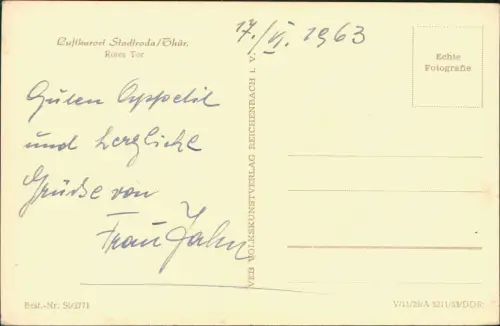 Ansichtskarte Stadtroda Straßenpartie Rotes Tor 1953