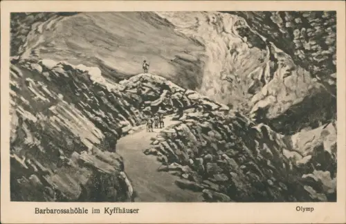 Ansichtskarte Bad Frankenhausen Barbarossa-Höhle Olymp Künstlerkarte 1918