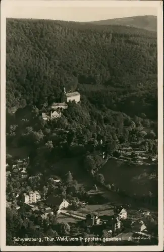 Ansichtskarte Schwarzburg Schloss und Stadt - Fotokarte 1932