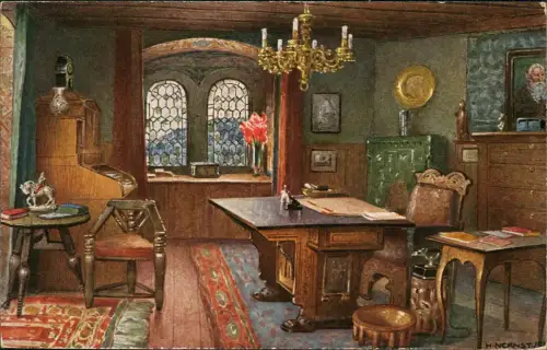 Eisenach Wartburg, Ritterhaus, große Torstube Künstlerkarte 1933