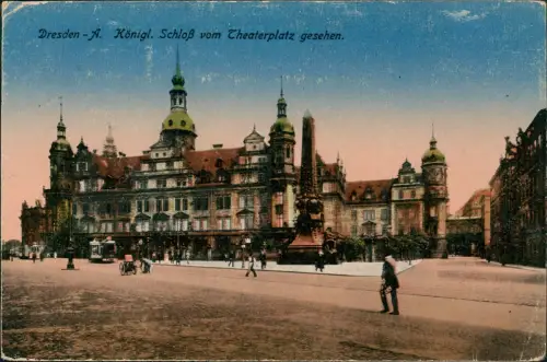 Ansichtskarte Innere Altstadt-Dresden Theaterplatz 1914