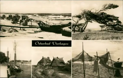 Ansichtskarte Dierhagen MB Strand Fischerhäuser Hafen 1969