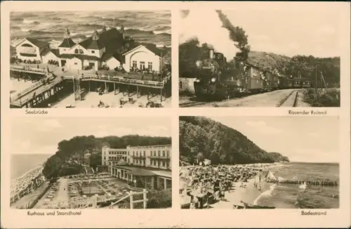 Ansichtskarte Sellin 4 Bild Seebrücke Rasender Roland 1955
