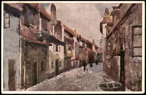 Prag Praha Hradčany Hradshin The Golden Lane Künstlerkarte 1920