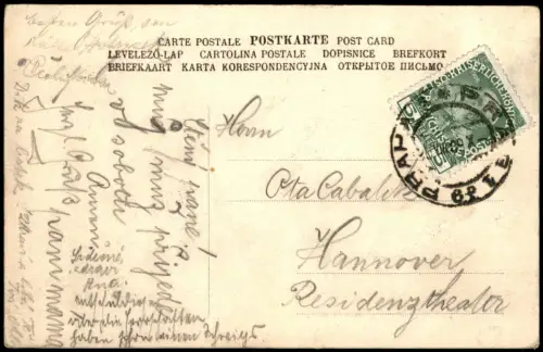 Postcard Prag Praha Im Biergarten Außensitz Lokal Kneipe 1909