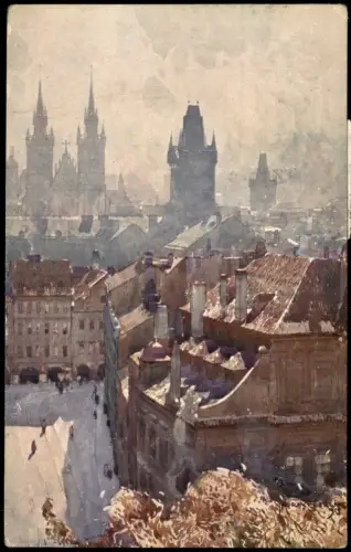 Postcard Prag Praha Stadt-Ansicht Künstlerkarte 1920