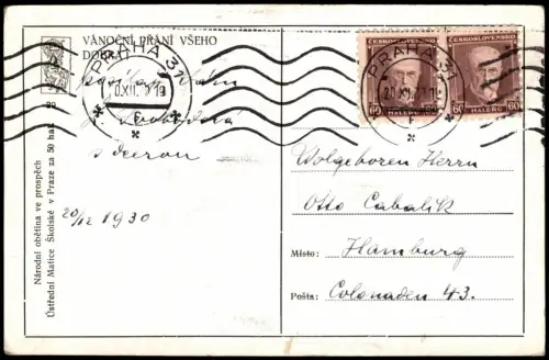 Prag Praha Obst-Verkaufsstand Verkaufsszene Stadt-Teilansicht Künstlerkarte 1930