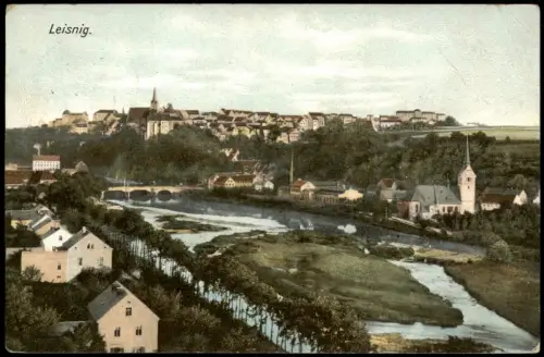 Ansichtskarte Leisnig Panorama-Ansicht Gesamtansicht 1906 Ankunftsstempel