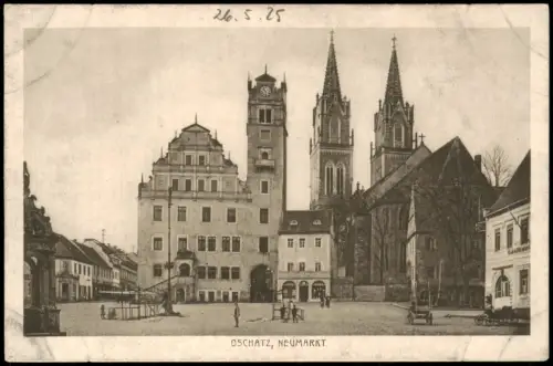 Ansichtskarte Oschatz Neumarkt Gebäude-Ansichten Kirche 1925
