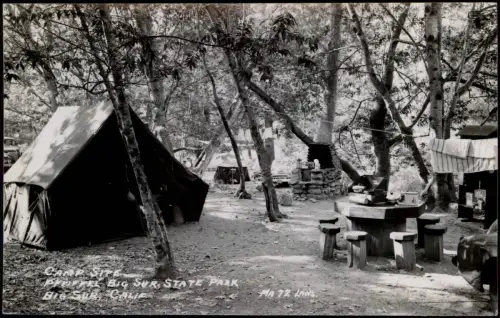Kalifornien Allgemein BIG SUR STATE PARK CAMP California Fotokarte 1952