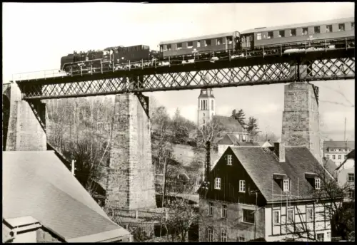 Ansichtskarte Cranzahl-Sehmatal Dampfzug auf Eisenbahnviadukt 1982