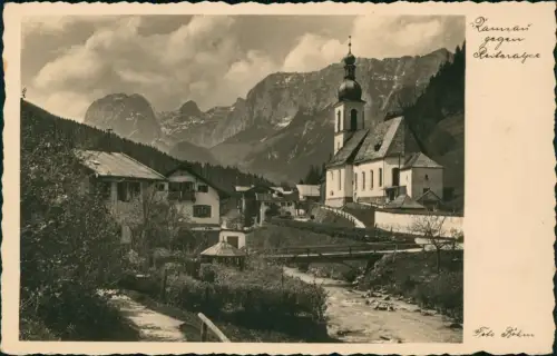 Ansichtskarte Ramsau bei Berchtesgaden Stadtpartie gegen Reiteralpe 1930
