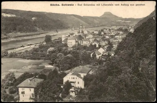 Ansichtskarte Bad Schandau mit Lilienstein vom Aufzug aus gesehen 1937