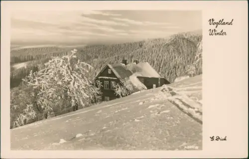 Ansichtskarte Klingenthal Aschberg (Vogtland) im Winter zur DDR-Zeit 1953