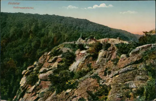 Ansichtskarte Thale (Harz) Bodetal im Harz Roßtrappenfelsen 1910
