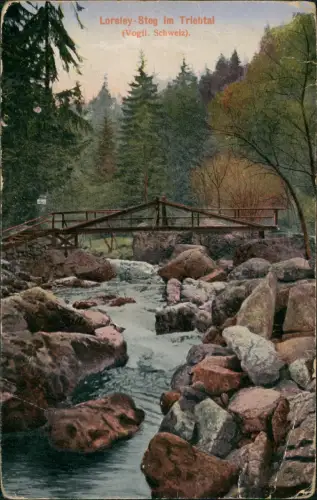 Ansichtskarte Jocketa-Pöhl Vogtl. Schweiz Loreley-Steg im Triebtal 1910