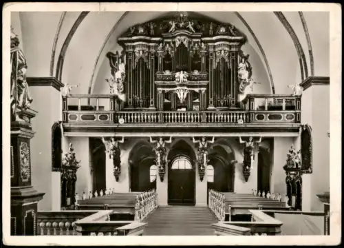 Höxter (Weser) Innenansicht Kirche Blick vom Hochaltar auf die Orgel 1955