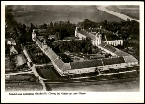 Höxter Weser Schloß und ehemalige Reichsabtei Corvey (Luftbild) 1955