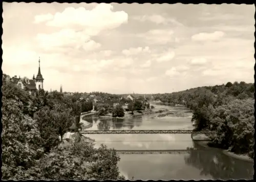 Ansichtskarte Grimma Panorama-Ansicht zur DDR-Zeit Mulde Partie 1964