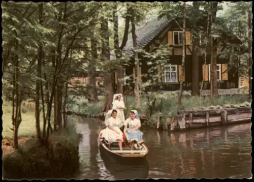 Ansichtskarte Lübbenau (Spreewald) Lubnjow Spreewaldkahn, Trachten 1964