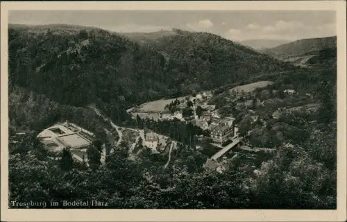 Ansichtskarte Treseburg Stadtblick 1952