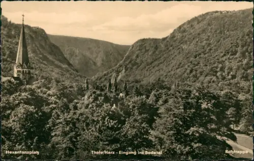 Ansichtskarte Thale (Harz) Eingang ins Bodetal Hexentanzplatz 1963