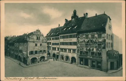 Ansichtskarte Konstanz Partie am Hotel Barbarossa 1935