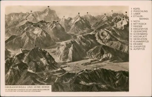 Ansichtskarte Oberammergau Stadt und seine Berge - Beschreibung 1930