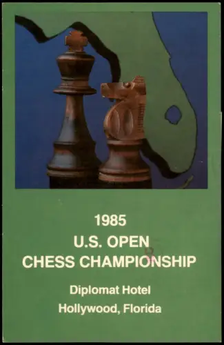 Hollywood FL Schach Motiv-Sonderkarte U.S. OPEN CHESS CHAMPIONSHIP Diplomat Hotel 1985