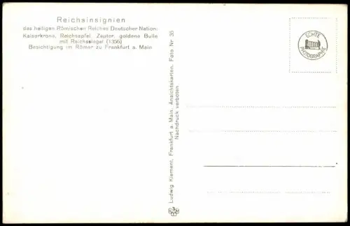 Frankfurt am Main Römer Reichsinsignien des heiligen Römischen Reiches   1940