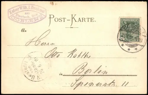 Ansichtskarte Koblenz Festung Ehrenbreitstein vom Rhein gesehen 1901