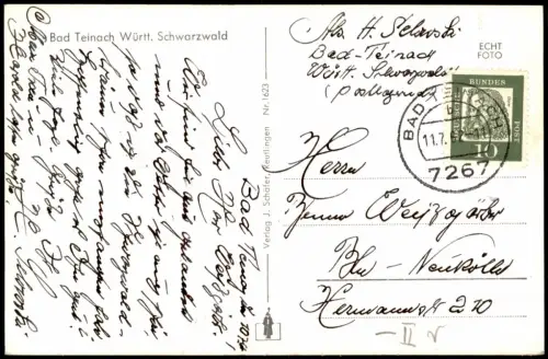 Bad Teinach-Zavelstein Panorama-Ansicht Ort im Württ. Schwarzwald 1962