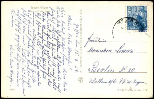 Ansichtskarte Jessen Panorama-Ansicht Blick auf d. Stadt zur DDR-Zeit 1959