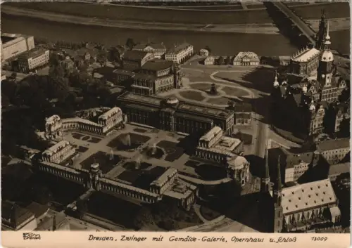 Dresden Luftbild Theaterplatz Sophienkirche 1940/1957 Walter Hahn:13009