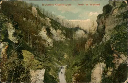 Ansichtskarte Eybach-Geislingen an der Steige Partie im Felsental 1913