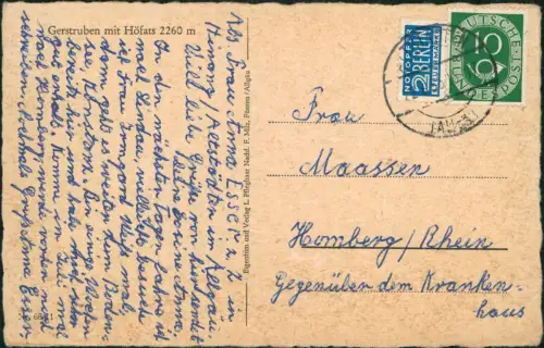 Ansichtskarte Gerstruben-Oberstdorf (Allgäu) Stadtpartie - Hütte 1951