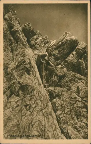 Birgsau-Oberstdorf (Allgäu) Allgäuer Alpen, Mädelegabel, Kamin 1927