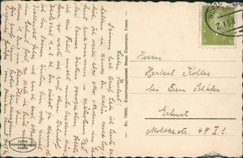 Ansichtskarte Würzburg Stadt Brücke Text von Magda Fischer 1930