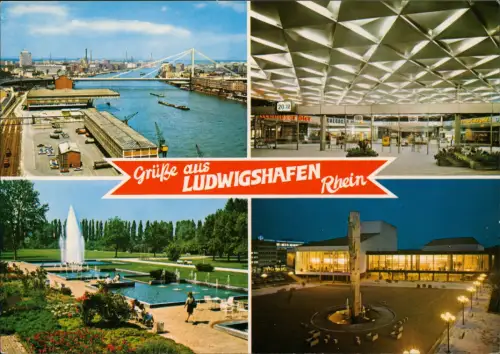 Ansichtskarte Ludwigshafen Bahnhofshalle Brücke Neuer Pfalzbau 4 Bild 1978