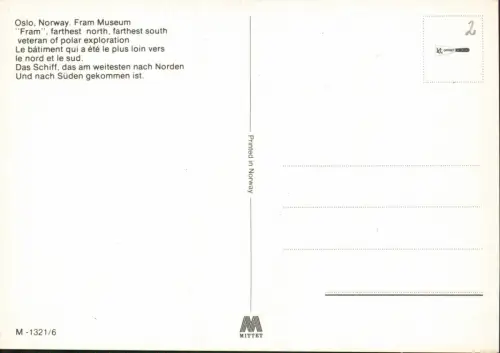 Postcard Oslo Kristiania Fram Museum"Fram" Schiff 1986