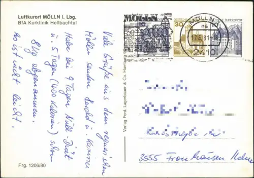 Mölln (Schleswig-Holstein) Luftbild mit BfA Kurklinik Hellbachtal 1984