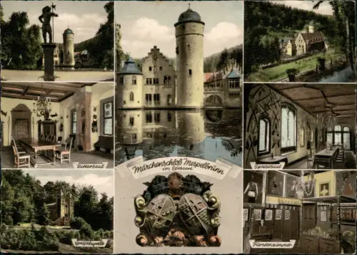 Ansichtskarte Mespelbrunn Mehrbildkarte Märchenschloß im Spessart 1960