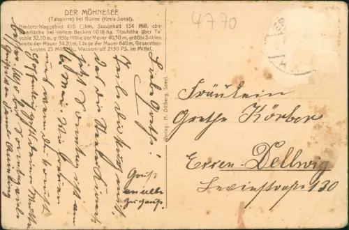 Ansichtskarte Günne Der Möhne See Viadukt bei Delecke 1920