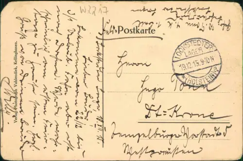 Ansichtskarte Kellinghusen Philosophenweg 1915   1. Weltkrieg Feldpost gelaufen