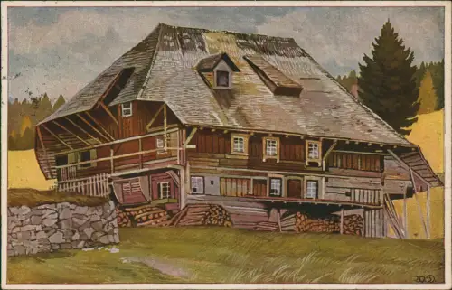 Ansichtskarte .Baden-Württemberg Schwarzwaldhaus  1925   gel  Stempel HEIDE